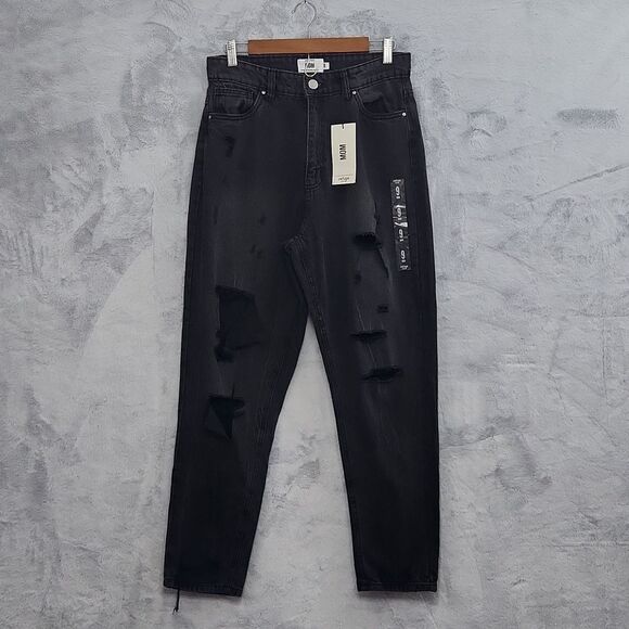 NWT refuge Denim MOM jeans in black ULTRA HIGH RISE - Picture 1 of 12